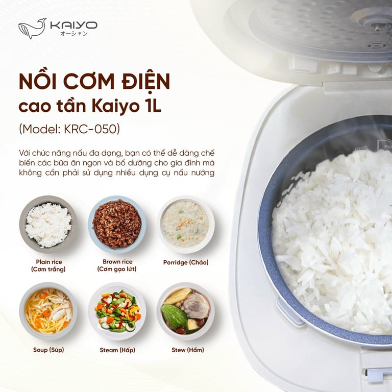 Nồi cơm điện cao tần IH Kaiyo size 1L KRC-050 Nhật Bản