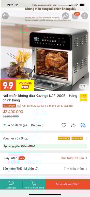 Nồi chiên không dầu đa năng Kuvings KAF-200B 14L