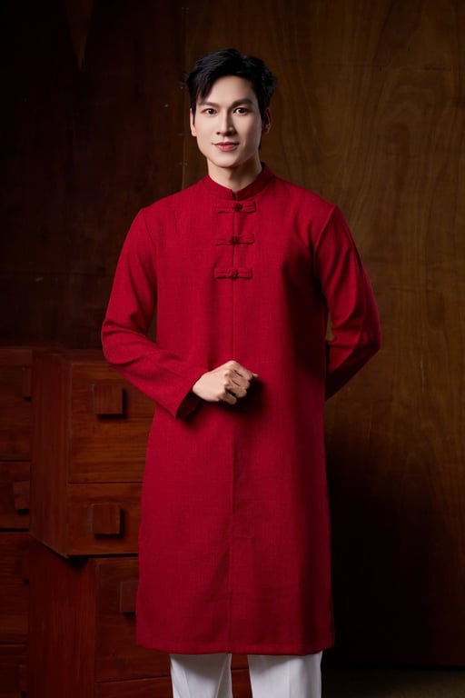 ADN 3 cúc vải - đỏ S/M/L/XL/XXL