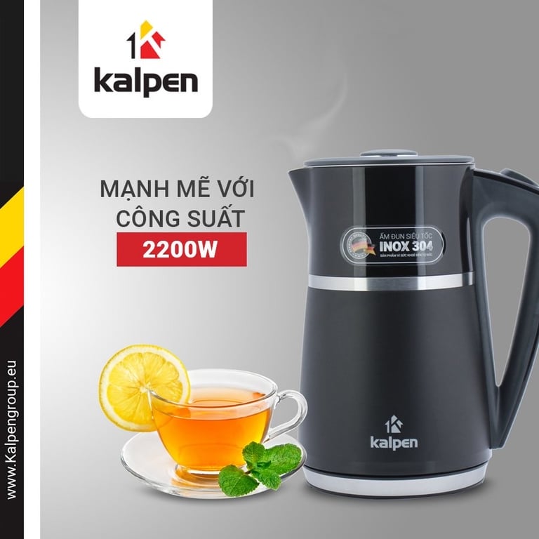 Ấm Đun Nước Siêu Tốc 3 Lớp Kalpen KK33, 1.7L-2200W