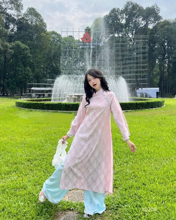 Áo dài Du Miên - Hồng - Freesize