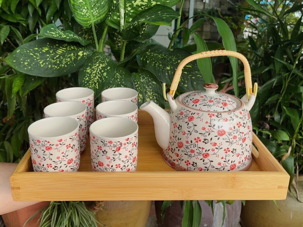 Bộ Ấm Trà Kiểu Nhật kèm 6 cốc xinh xỉu