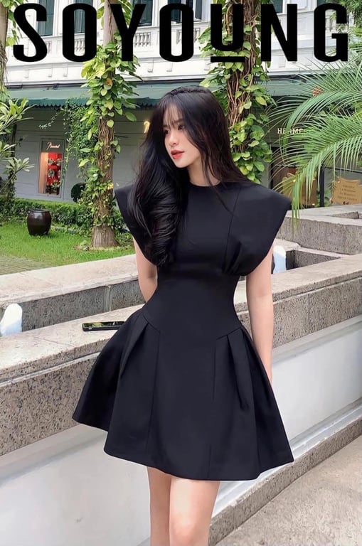 Váy Thiết Kế Phối Tay Cánh Tiên Cao Cấp Soyoung