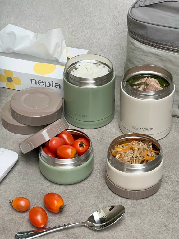 Bộ hộp cơm giữ nhiệt 5 món Kaiyo (4 hộp + 1 túi)