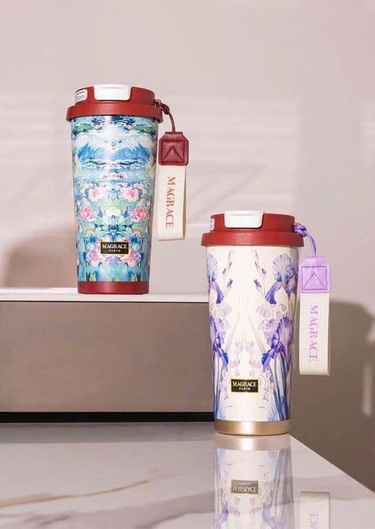 😍cốc giữ nhiệt Magrace Paris kèm ống hút với dung tích 500ml