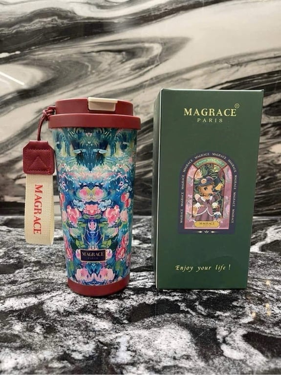 😍cốc giữ nhiệt Magrace Paris kèm ống hút với dung tích 500ml