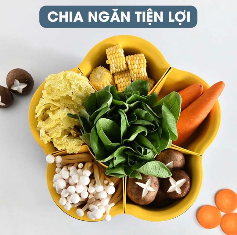 KHAY ĐỰNG ĐỒ ĂN LẨU  7 NGĂN CÓ ĐẾ XOAY 360 độ