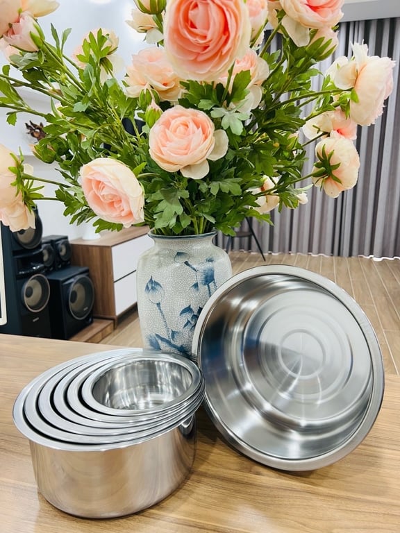 SET 7 TÔ INOX CAO CẤP TIỆN LỢI - ĐA NĂNG KHÔNG NẮP, ĐÁY TỪ