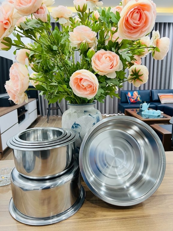 SET 7 TÔ INOX CAO CẤP TIỆN LỢI - ĐA NĂNG KHÔNG NẮP, ĐÁY TỪ