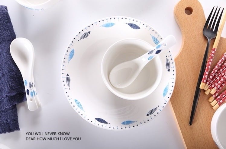 BỘ BÁT ĐĨA HOẠ TIẾT 14 MÓN PHONG CÁCH NHẬT BẢN