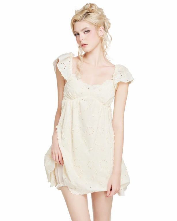 Đầm baby doll xô thêu hoa nữ