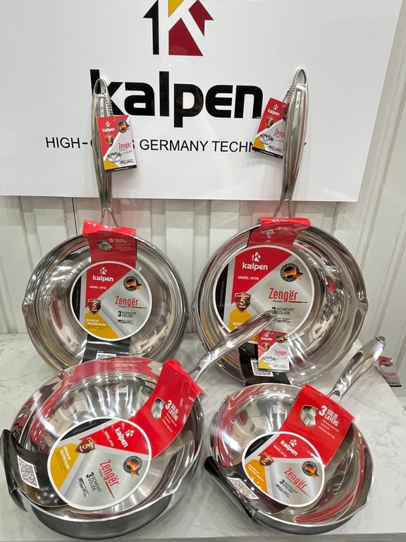 CHẢO INOX ĐÚC LIỀN KHỐI CÓ MIỆNG RÓT KALPEN ZENGER size 20CM 24CM 26CM 28CM