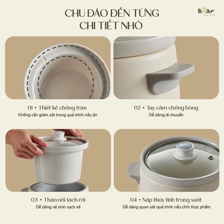 Nồi nấu chậm Bear 1,5L SB-NNC15