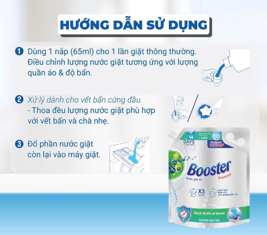 NƯỚC GIẶT XẢ BOOSTER PREMIER túi 4kg