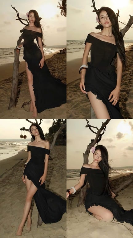 Váy đen xẻ tà