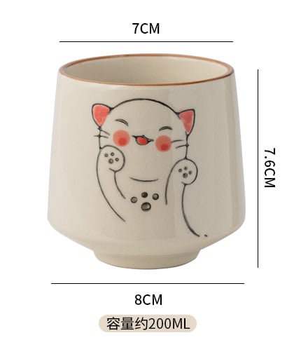 Bộ 6 cốc trà gốm sứ tráng men phong cách Nhật Bản 200ml