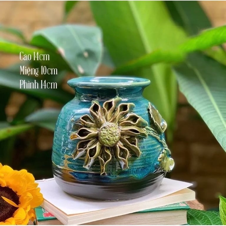 Set 3 bình hoa gốm hoa hướng dương