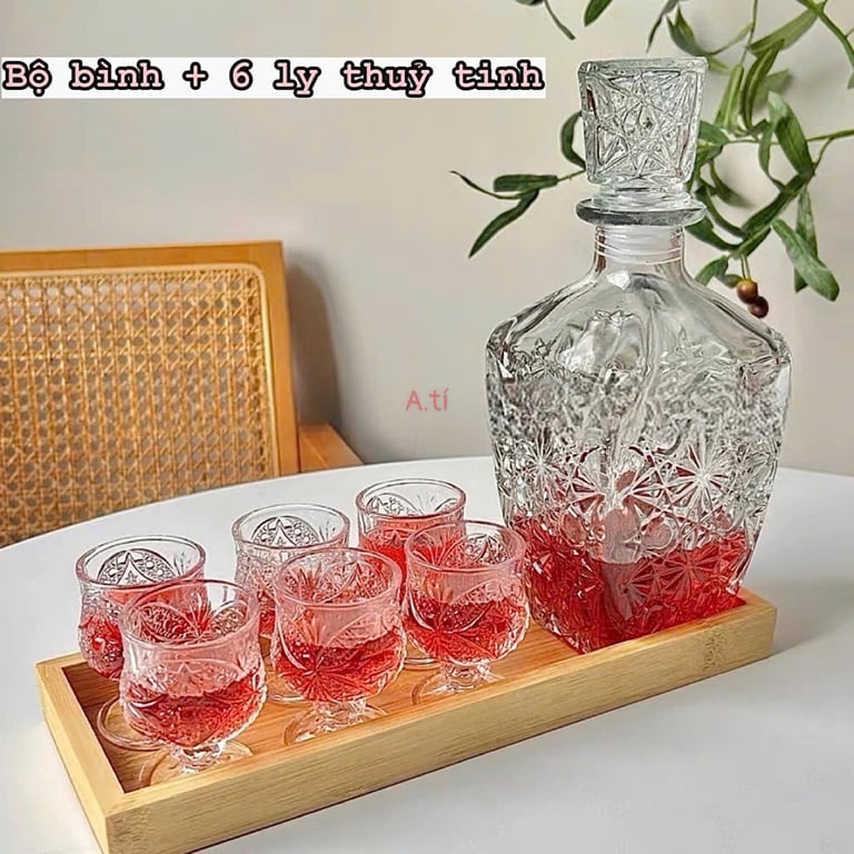 BỘ BÌNH THUỶ TINH KÈM 6 LY XINH XINH ❤️