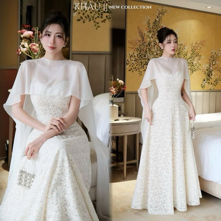 Đầm ren voan choàng Khâu