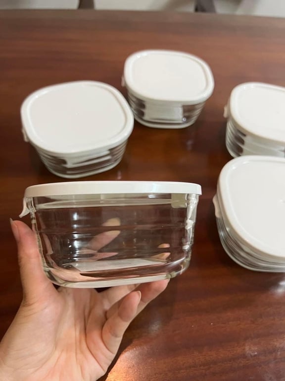 set 5 hộp thuỷ tinh kiêm khay nướng Lock&Lock 540ml