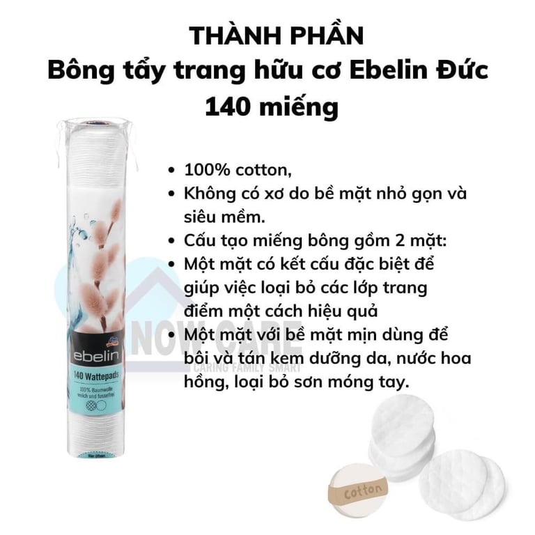 bông tẩy trang Ebeline gói 140 miếng