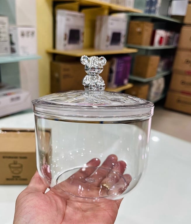 Hũ đựng bánh kẹo đồ khô nắp gấu Bear