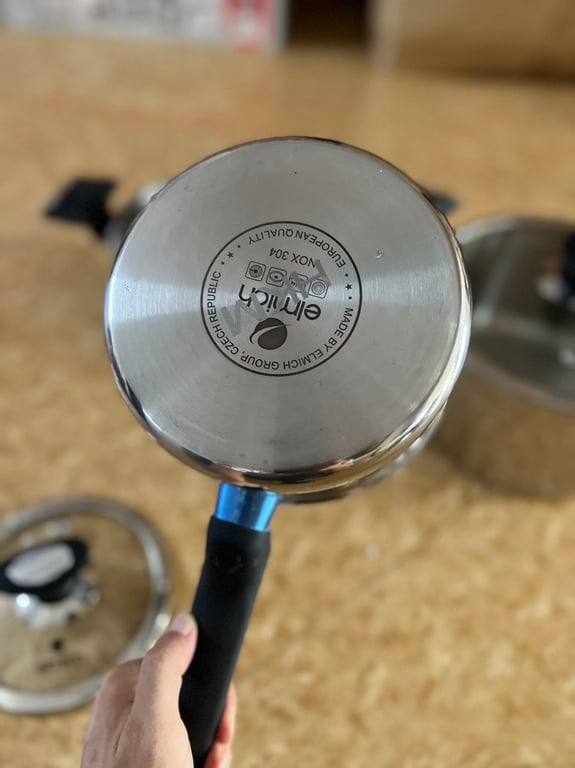 Bộ nồi inox 3lớp cao cấp đáy liền elmich trimax xp el- 3755 size 16-20-24cm