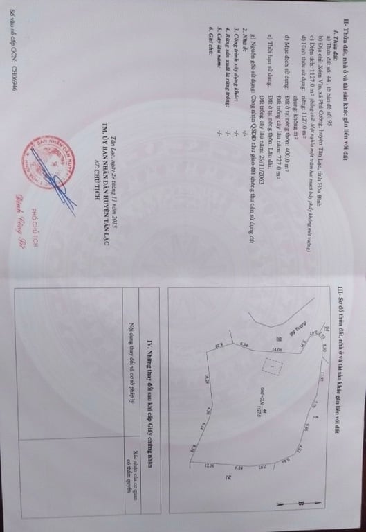 1127m2 thực tế hơn 1300m2 có 400m2 ONT tại Phú Cường, Tân Lạc, Hoà Bình