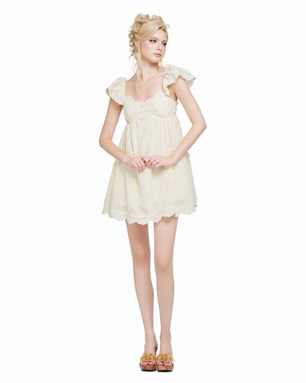 Đầm baby doll xô thêu hoa nữ