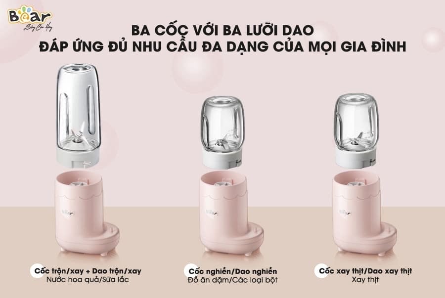 MÁY XAY ĐA NĂNG BEAR 3 CỐI THUỶ TINH