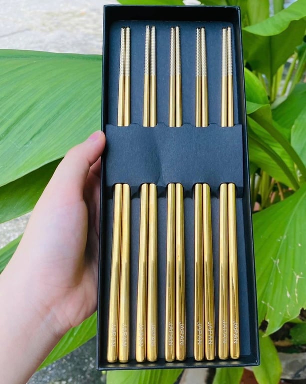 Set 5 đôi đũa inox 304 đặc ruột Japan ST1192