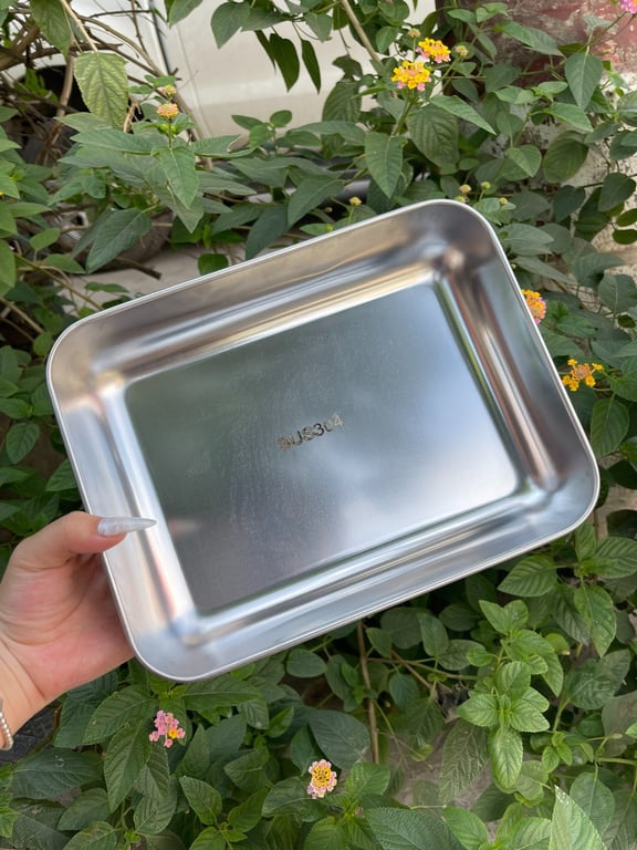 Khay inox 304 chữ nhật - khay đựng thực phẩm inox cao cấp 304