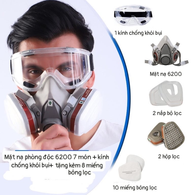BỘ MẶT NẠ PHÒNG ĐỘC, CHỐNG KHÓI KÈM KÍNH 6200