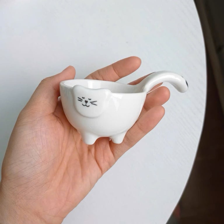 Đĩa đựng nước chấm, đĩa sứ đựng xốt, đĩa chấm mèo meo meo sâu lòng