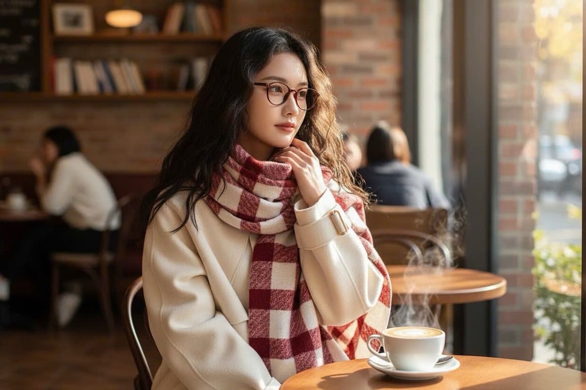 Khăn Quàng Cổ Kẻ Dạ Len Cao Cấp Nezumi