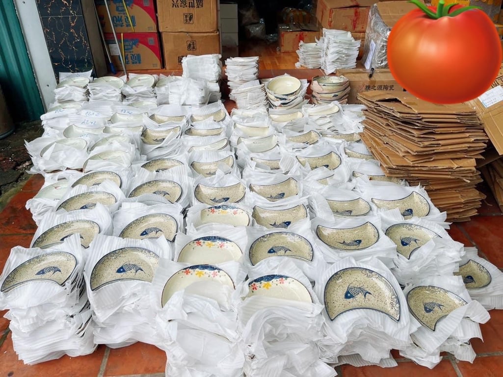 Bộ đĩa bán nguyệt xếp hình hoa - Bộ đĩa gốm sứ Nhật Bản cao cấp