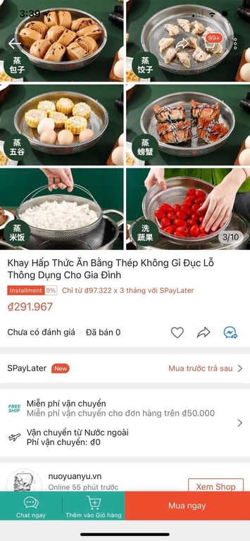 Giỏ hấp có kèm chân đế bằng inox