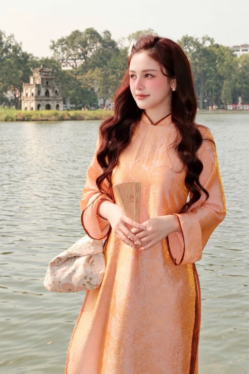 AD tằm óng cam nơ hoa (S->XXL)