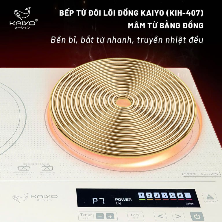 Bếp từ đôi lõi đồng Kaiyo (KIH-407)