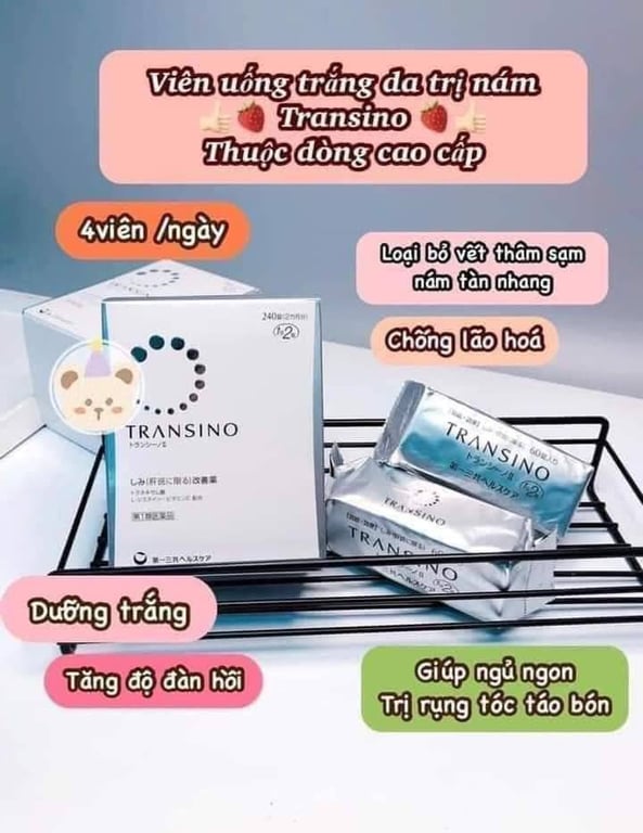 Transino trị nám Nhật 240 viên (4 gói nhỏ 60 viên)