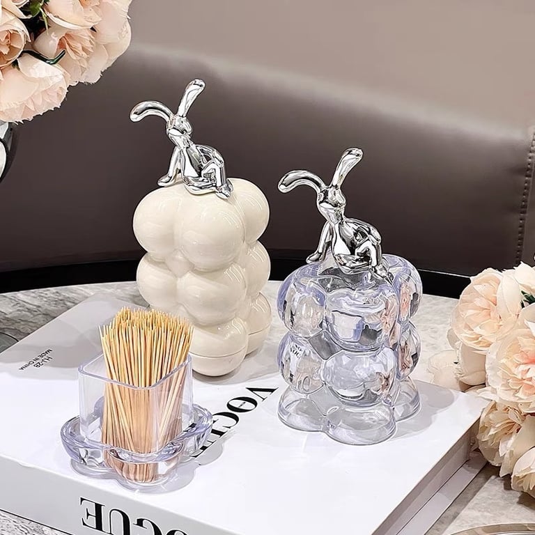 Set 2 Hộp mini cao cấp đựng tăm hình chú thỏ để bàn ăn, bàn trà