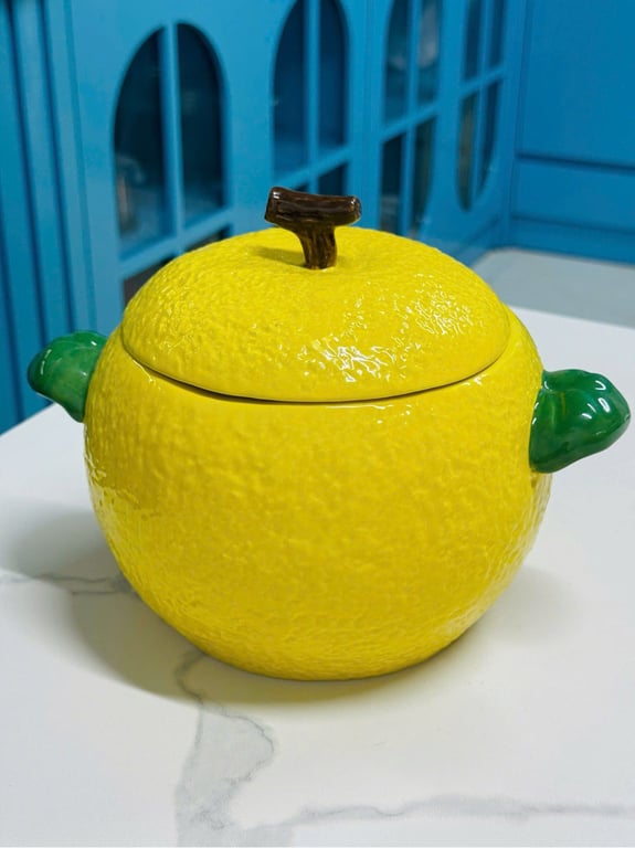 Em THỐ SỨ TRÁNG MEN VÀNG HÌNH QUẢ CAM 2.2L