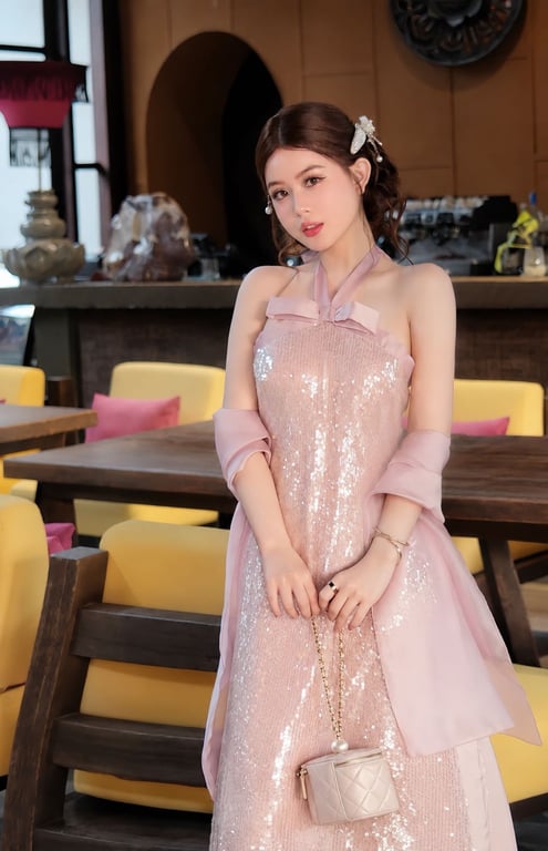 AD yếm kim sa nơ hồng S/M