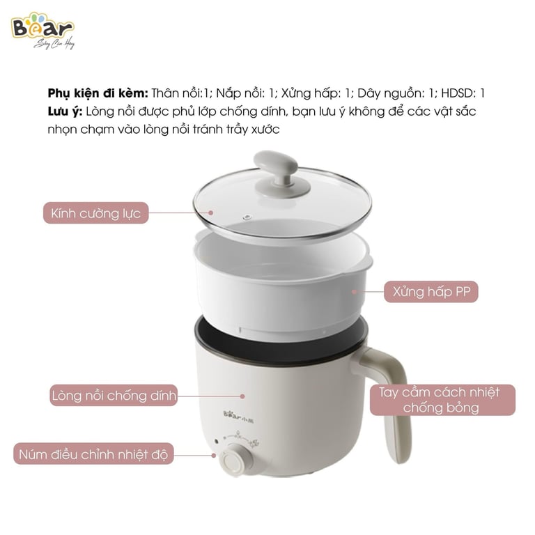 NỒI ĐIỆN MINI BEAR 1.2L C12K1
