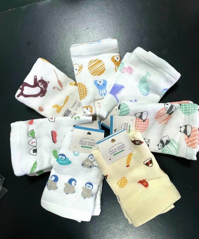 Set 10 Khăn Xô Organic Pile & Gauze xuất Nhật