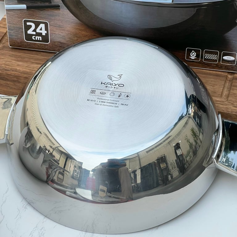 Chảo lẩu đúc inox 16/10 Kaiyo size 24-26