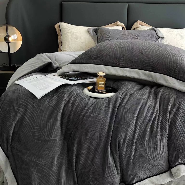 Bộ chăn ga gối nỉ lông cáo Elegance cao cấp CHT08