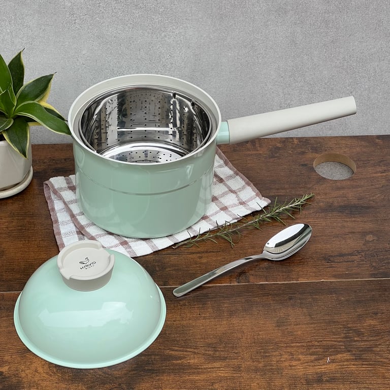 Bộ nồi nhôm đúc kèm xửng hấp Kaiyo màu xanh mint