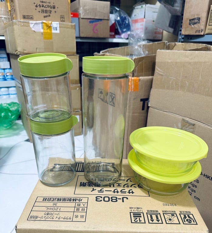 SET 5 HŨ THỦY TINH XANH CỐM SIU XINH !!!