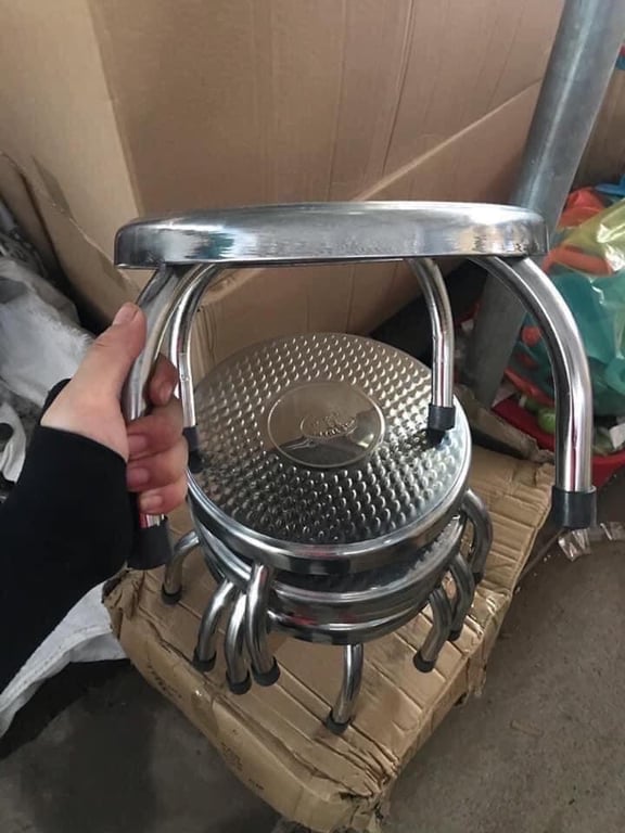 GHẾ INOX TRÒN CHÂN NGẮN - NGỒI XỔM